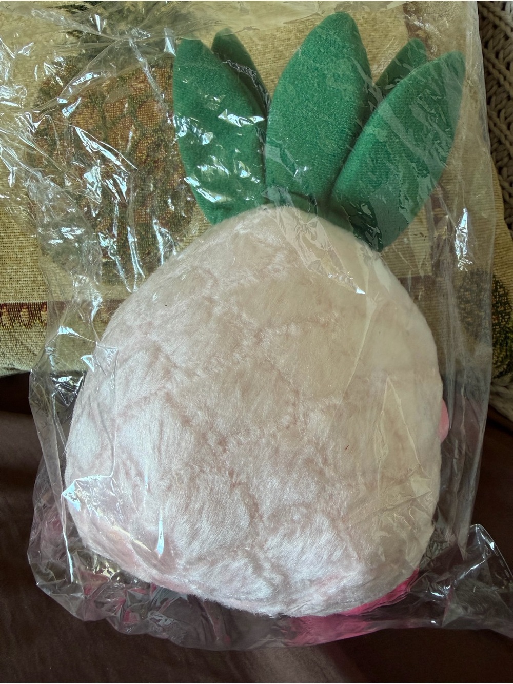 Hawaii Pink Pineapple Plush with Green Leaves - Picture 3 of 3